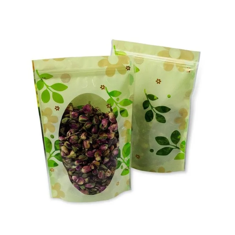 Green printing lovely plastic bag food storage bag Plastic packaging bag Zipper Snacks bags wholesale LZ0708