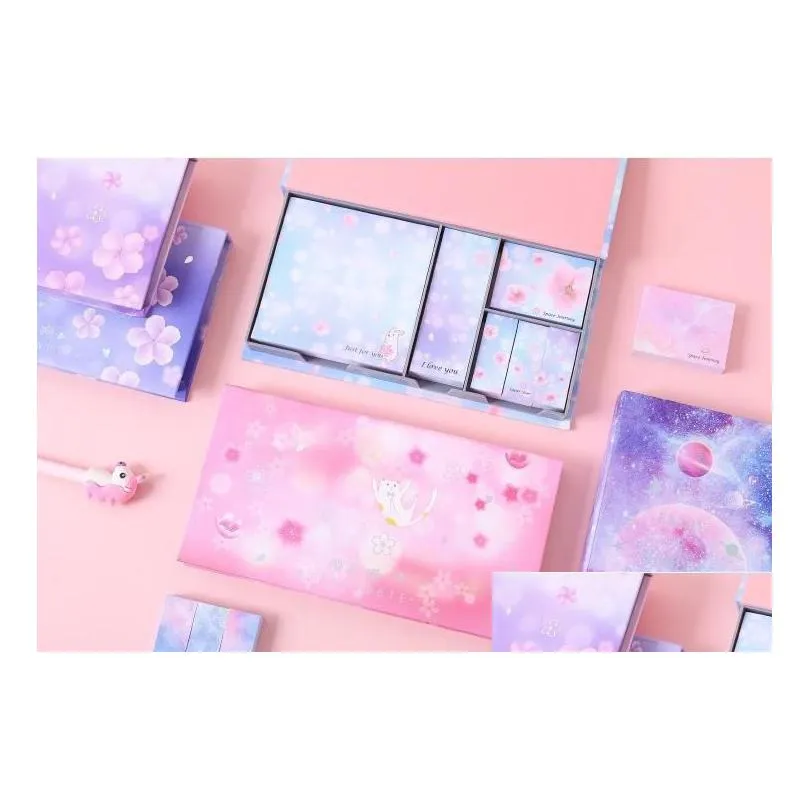 space cherry blossoms sticky notes galaxy planet notebook little book sticker set with box tearable note students prize back to school