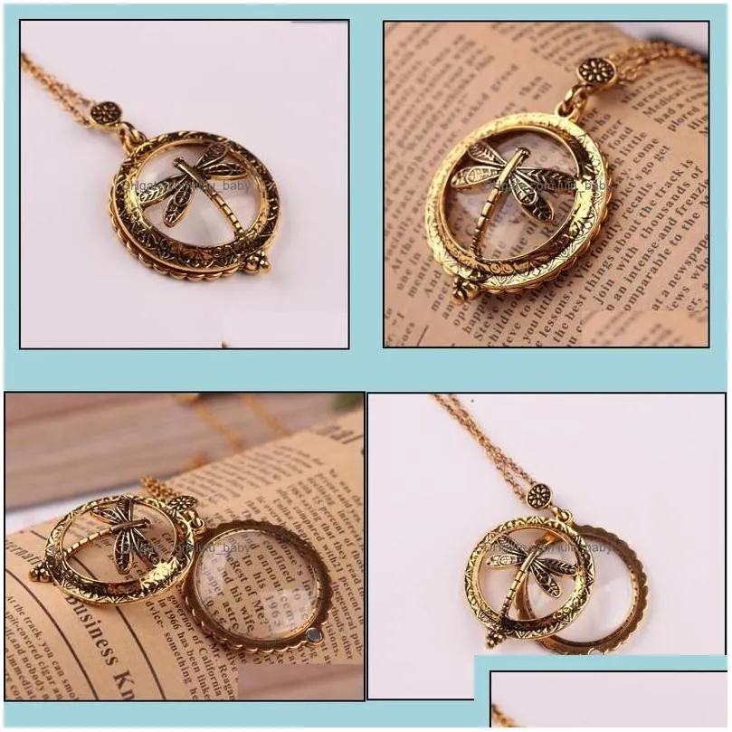 pendant necklaces shellhard art magnifying glass cabochon antique cat map for women men jewelry drop delivery pendants dhqtz