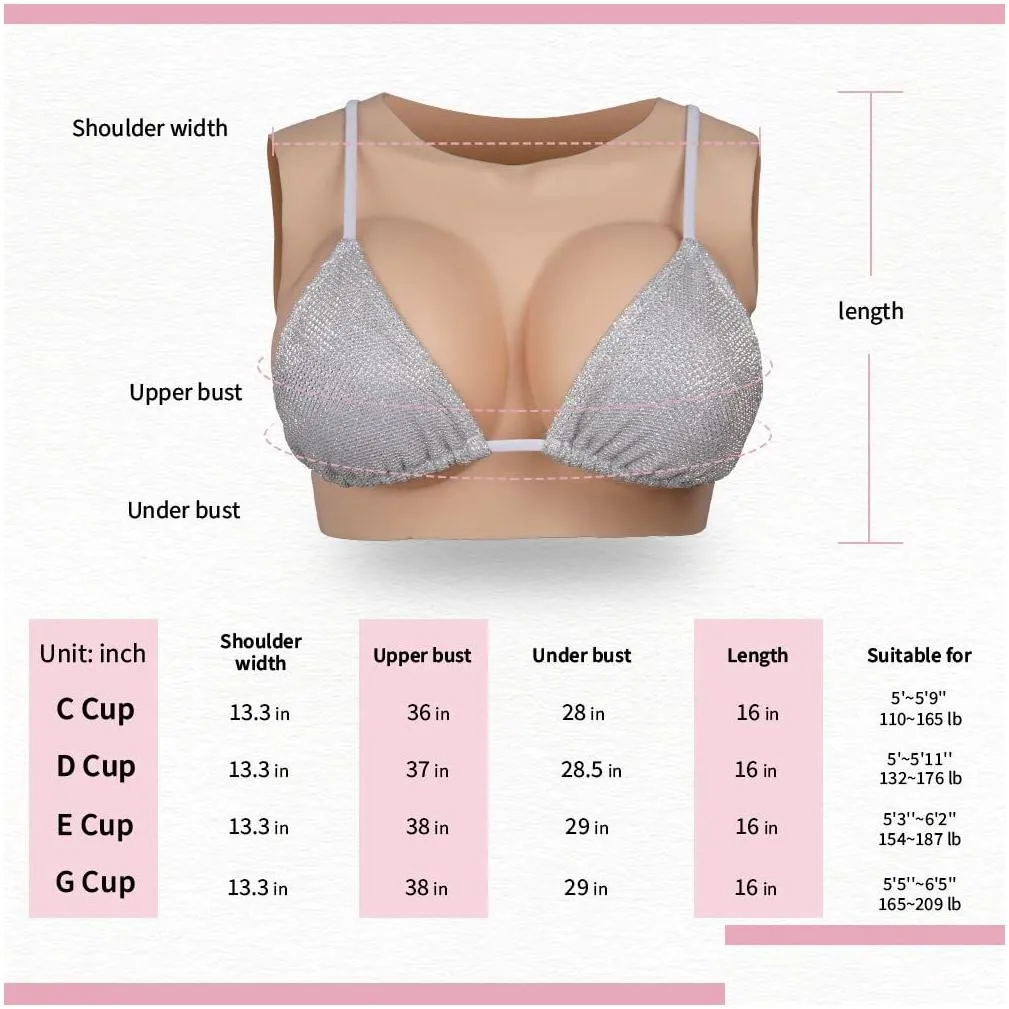 Breast Form Sile Breastplate For Crossdresser B G Cup Round Collar