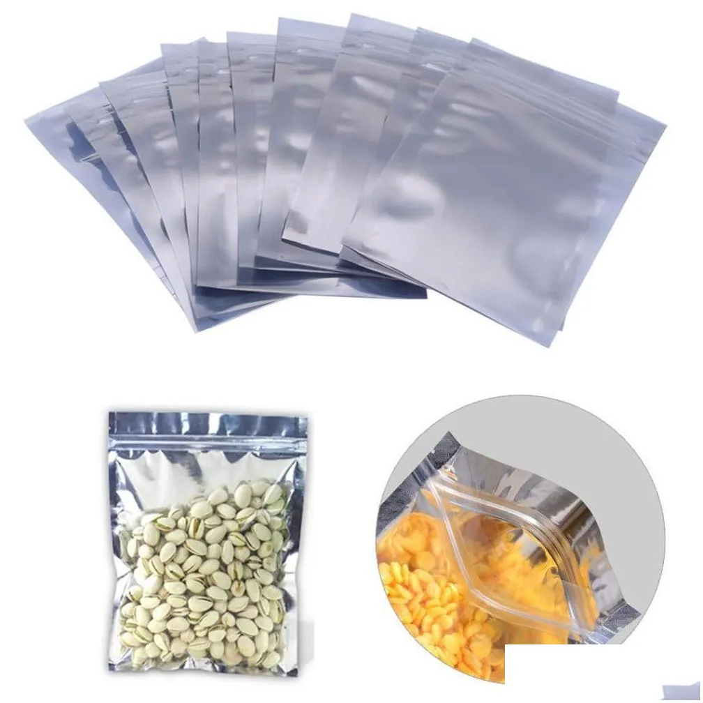 wholesale 1000pcs/lot Transparent Aluminum Foil Bag Sealed Zipper Seal Bag Packaging Food Bag Retail Re-sealable Baking Packaging Bags