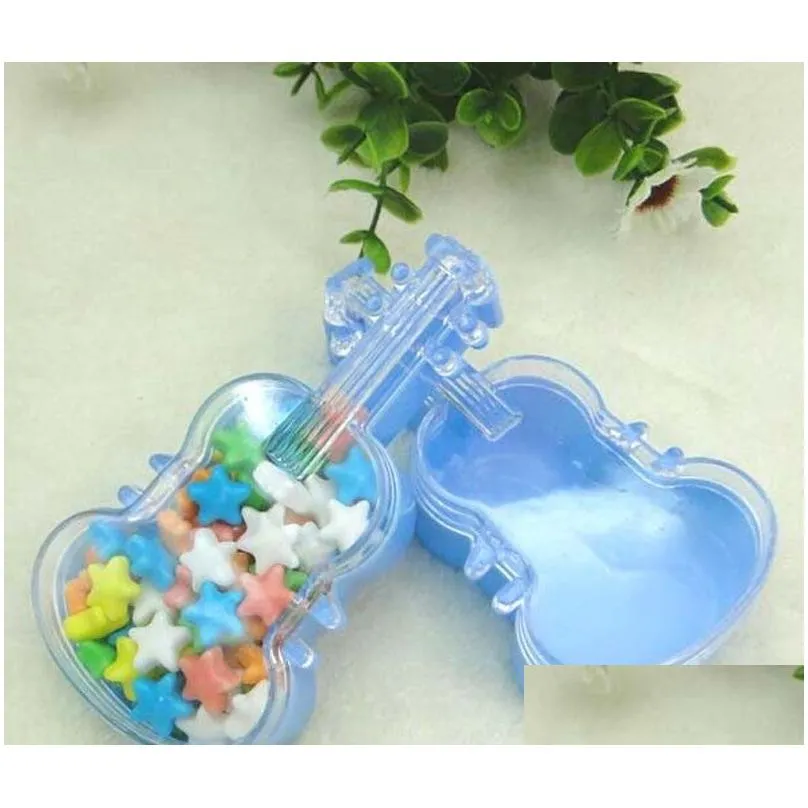 Lovely Plastic violin candy box Baby Shower Party Decor gift box Supplies wedding Birthday Party Favors boxes ZA4977