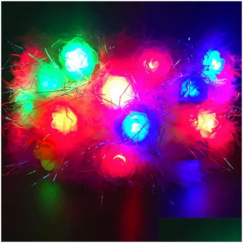 Colorful LED Flashing Flower Headband Light-Up Floral Garland Wreath Kids Adults Headwear Glow Party Supplies ZA4548