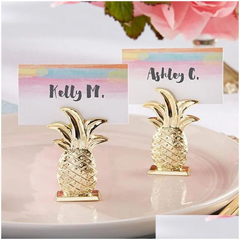 Hot style Gold Pineapple Place Card Holder Table Number Figure Stand Party Supplies Wedding Digital Seat Decoration ZA1394