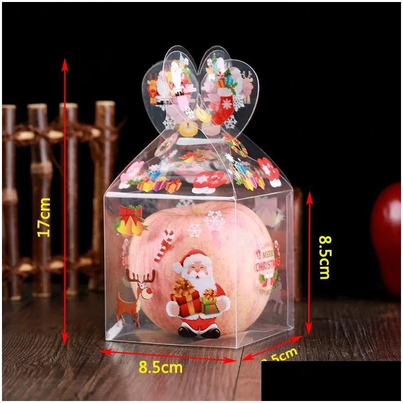 Many Styles PVC Transparent Candy Box Christmas Decoration Gift Box and Packaging Santa Claus Snowman Elk Reindeer Candy  Boxes