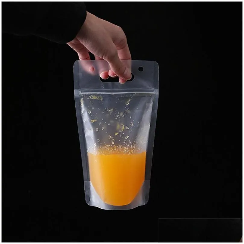 Drinking Juice Plastic Bag Beverage Frosted Bag with Handle Soup Liquid Bag Kitchen Freezing No Straw wholesale LX2899