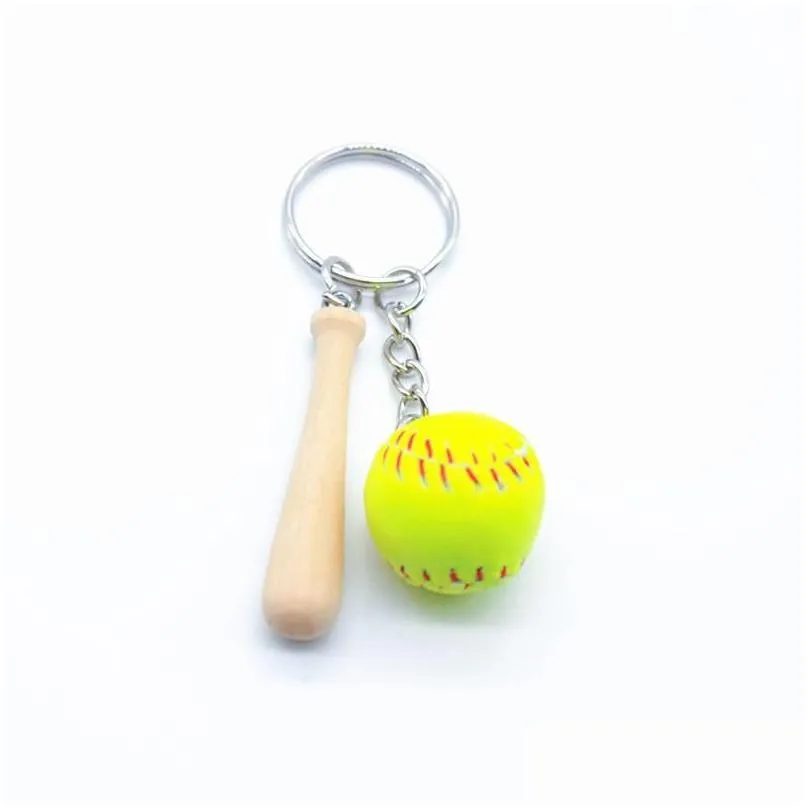 ups mini baseball softball party favors keychain with wooden bat for sports theme/ team souvenir athletes rewards