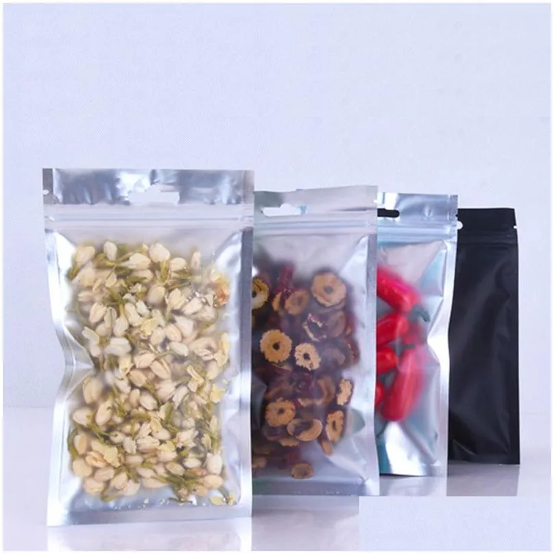 Matte Clear Plastic / Colorful Aluminum Foil Zipper seal Pouch Valve Bag Frosted Mylar Hang Hole Bag LX0696