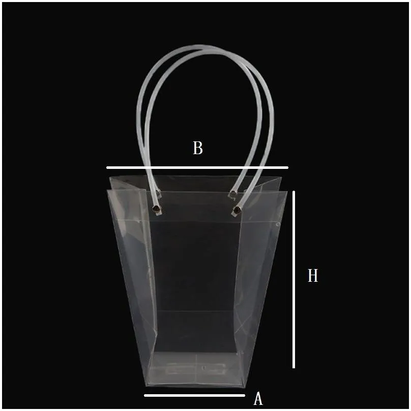 Trapezoidal waterproof transparent gift bag plastic PVC Flower shop packaging bag Party holiday flower bags LZ1731