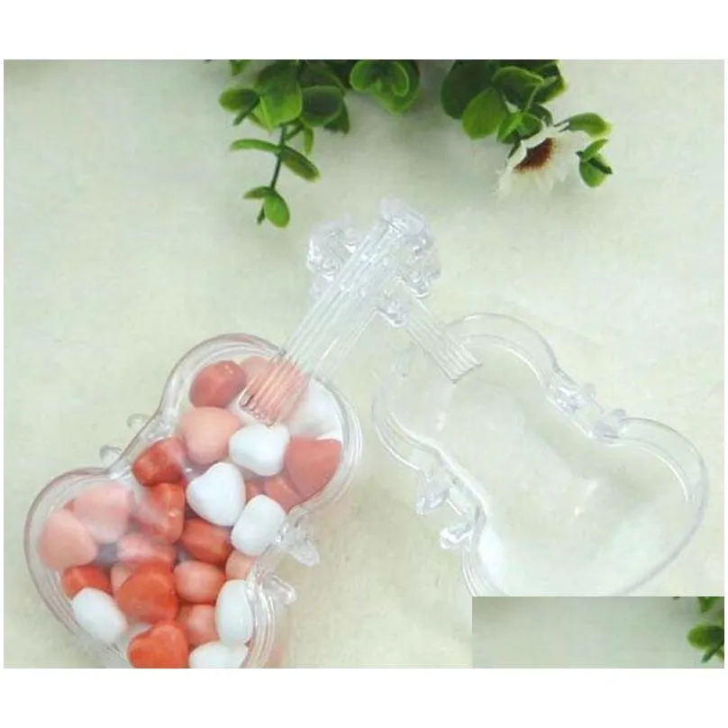 Lovely Plastic violin candy box Baby Shower Party Decor gift box Supplies wedding Birthday Party Favors boxes ZA4977