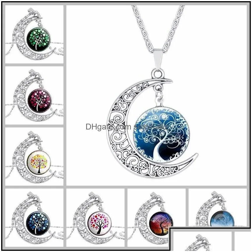 pendant necklaces pretty chokers wholesale vintage hollow glass galaxy lovely moon gemstone sier chain necklace drop delivery jewelr