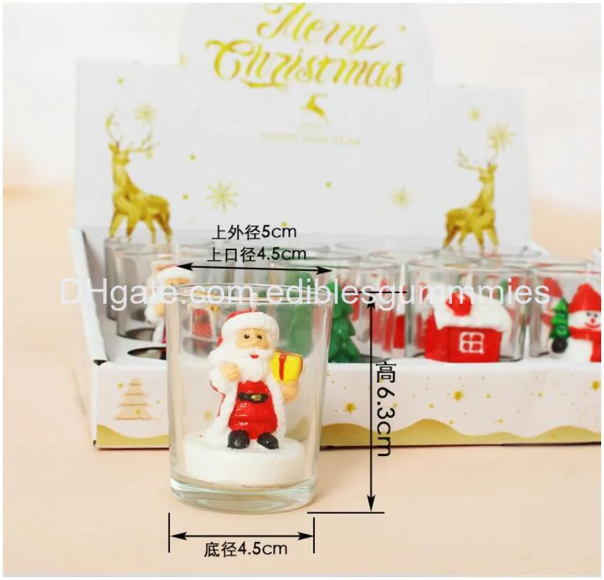  glass gift box candlelight romantic painted snowman christmas tree tea wax christmas candle