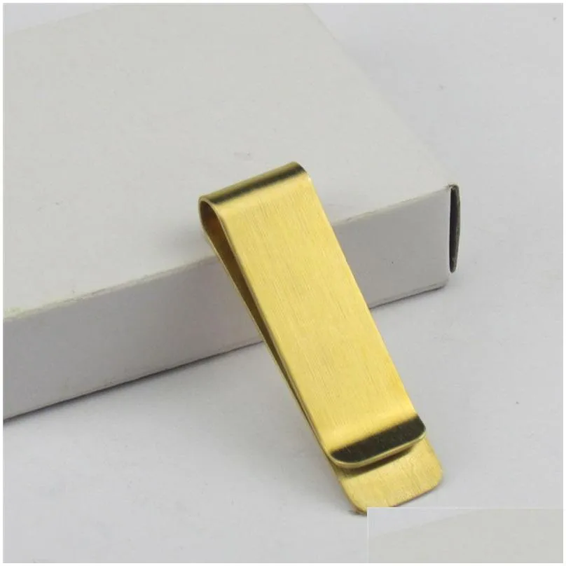 Stainless Steel Brass Money Clipper Slim Money Wallet Clip Clamp Card Holder Credit Name Card Holder 20x52mm ZA4915