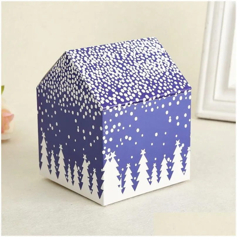 Gift Box Red House Snow Candy Biscuit  Cake Box Christmas Eve  Boxes Party Decoration Wholesale ZA4228
