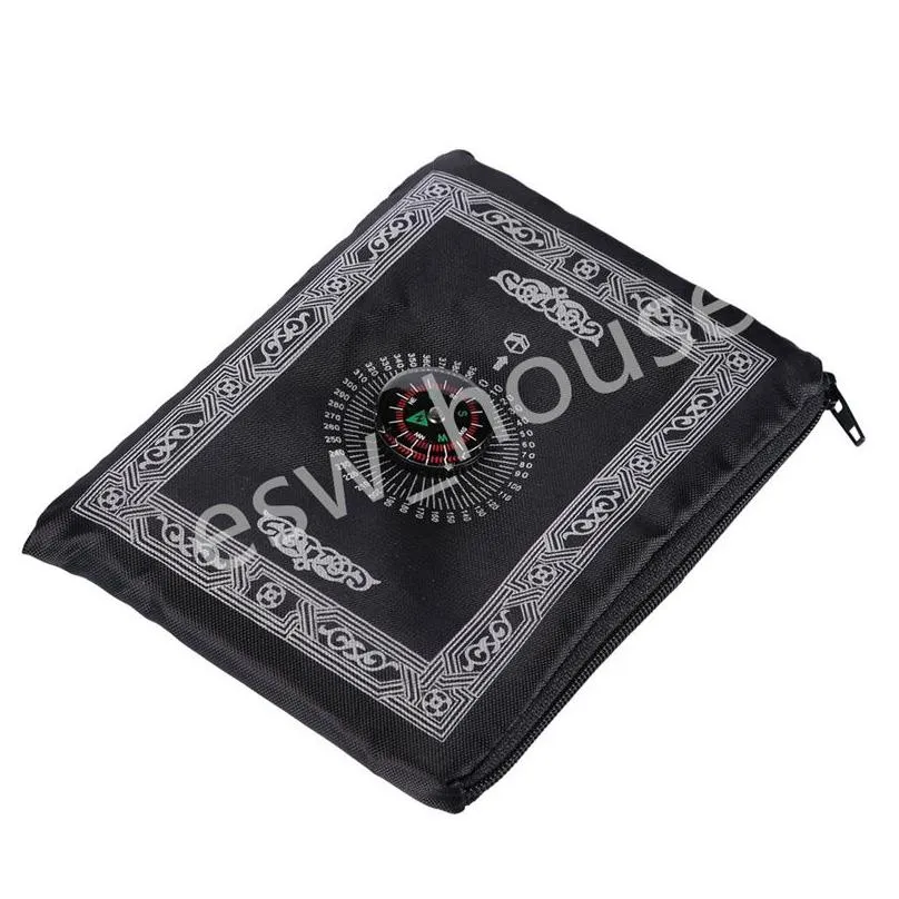 portable waterproof muslim prayer mat rug with compass islamic eid decoration gift party favors blanket