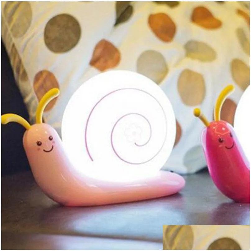 Night Light Decorative Lamp Lampe Bedroom Children Kids Baby USB Battery Led Snail Kids Baby Sleeping Toilet Light ZA2541