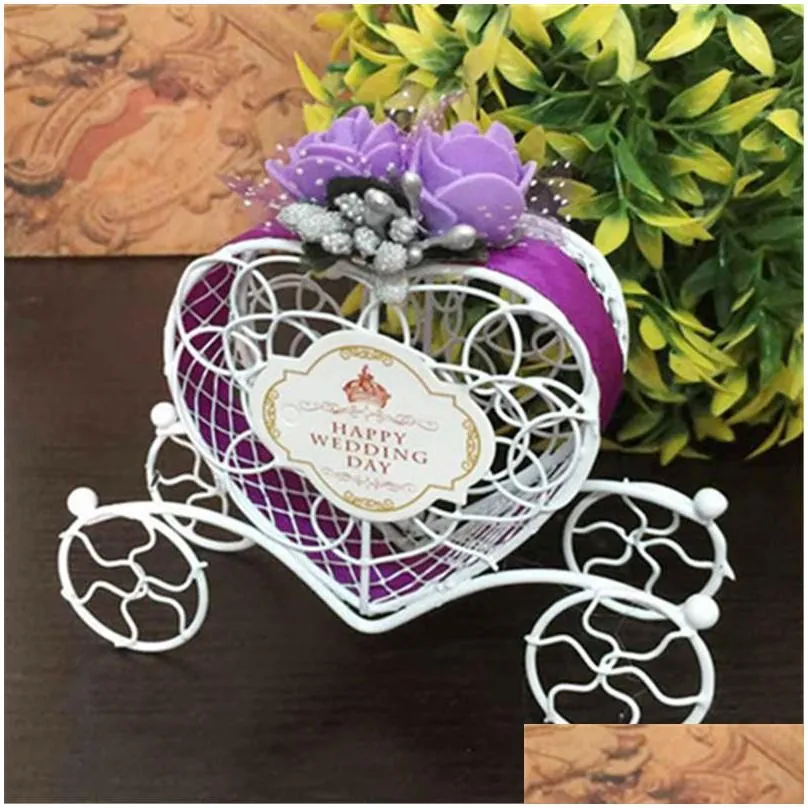 Cute Lovely Cinderella Carriage Candy Chocolate Boxes Birthday Wedding Party Favour Decoration heart shape favor boxes LZ0476
