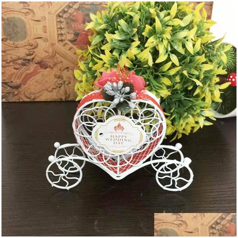 Cute Lovely Cinderella Carriage Candy Chocolate Boxes Birthday Wedding Party Favour Decoration heart shape favor boxes LZ0476