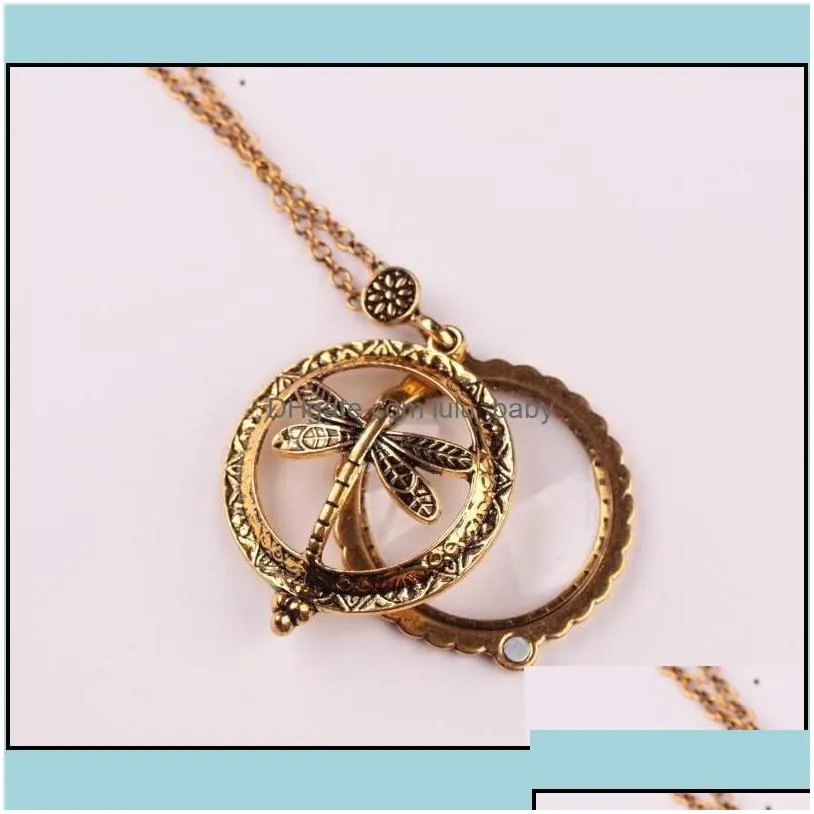 pendant necklaces shellhard art magnifying glass cabochon antique cat map for women men jewelry drop delivery pendants dhqtz