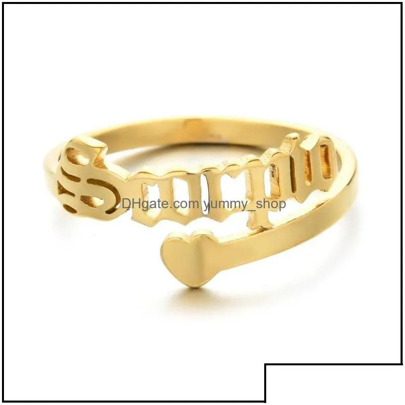 band rings adjustable heart stainless steel 12 constellations letter ring for woman opening wedding zodiac finger birthday jewelry d