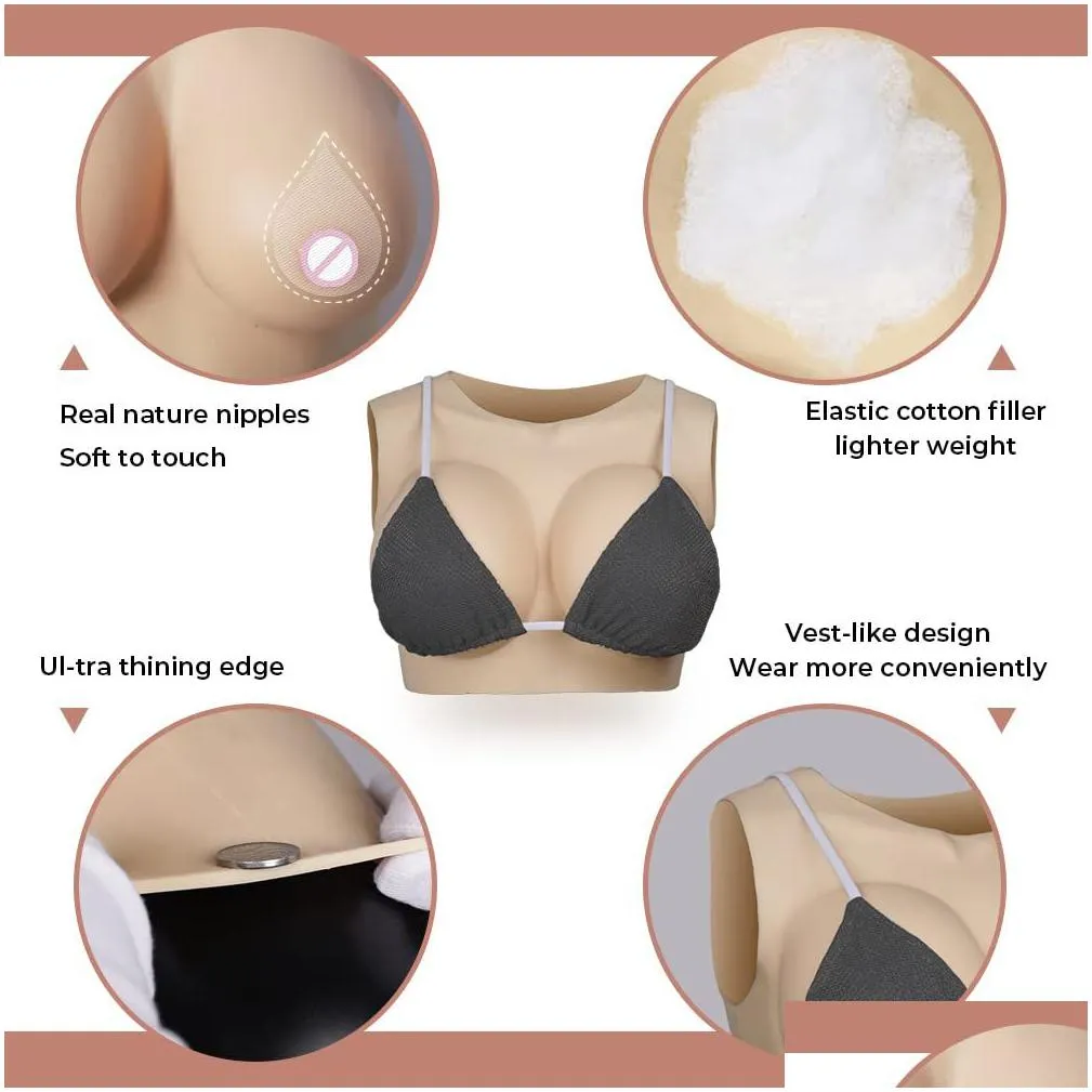 round collar silicone breastplate for crossdressers fake boobs realistic b-g cup breast for drag queen transgender