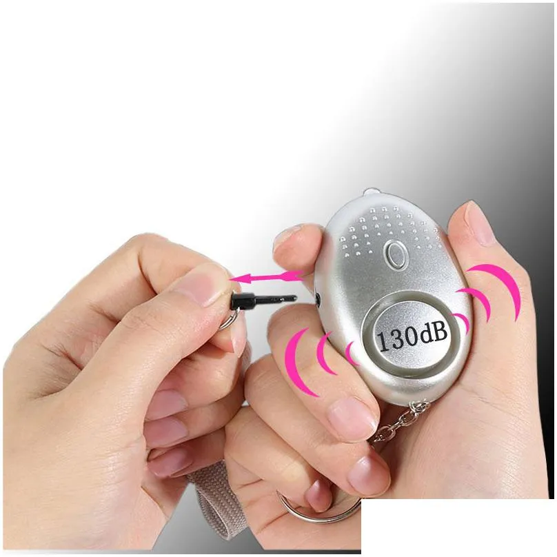 130db egg shape self defense alarm keychain pendant personalize flashlight personal safty key chain charm car keyring