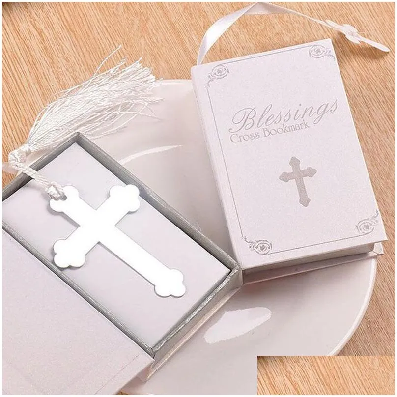 Blessings Silver Cross Bookmark with Tassel Wedding Baby Shower Baptism Party Favors Gifts Free Shipping ZA4414