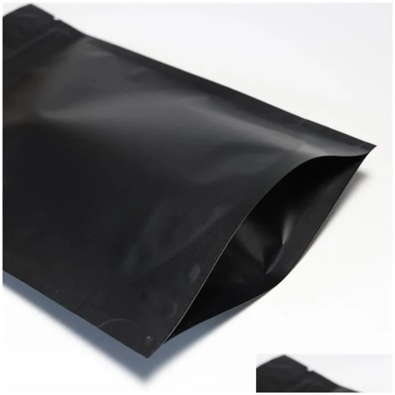 wholesale Heat Seal Zipper Package Bags Aluminum Foil Mylar Tear Notch Matte Black Stand Up Bag Wholesale LX3649