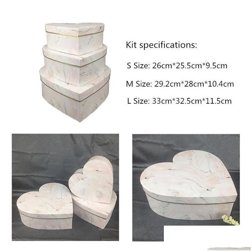 3pc/set 33cm florist boxes candy boxes heart shaped box roses packaging for gifts christmas flower gift jllvgm yummyshop