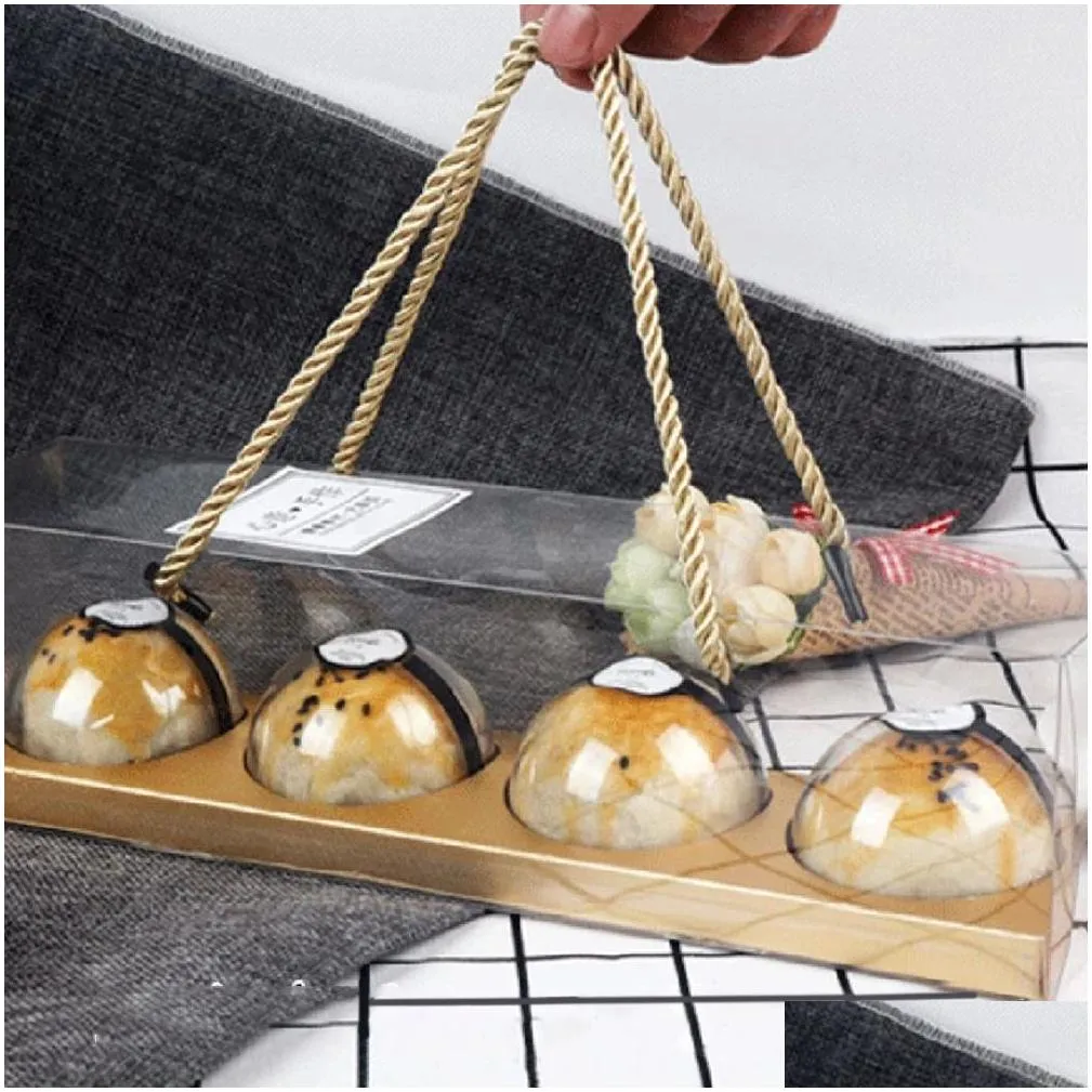 Portable Transparent Cake Cupcake Roll Boxes With Handle PET Packaging Dessert Container Holder Party Packing Gift Box LX3900