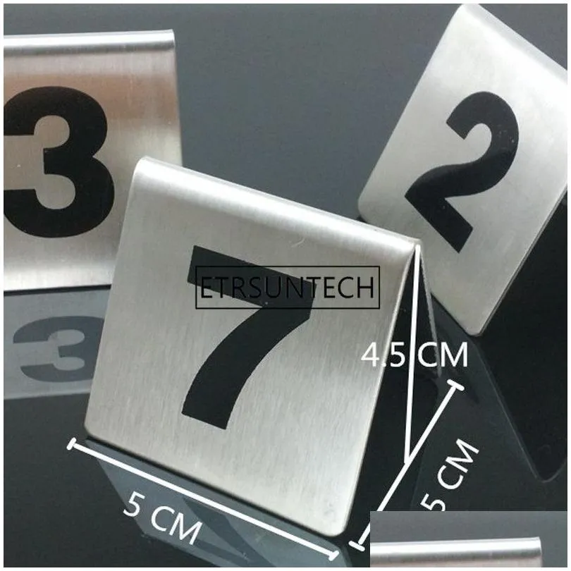 Stainless Steel Table Number Cards Wedding Restaurant Cafe Bar Table Numbers Stick Set For Wedding Birthday Party Supplies 1-50/1-100