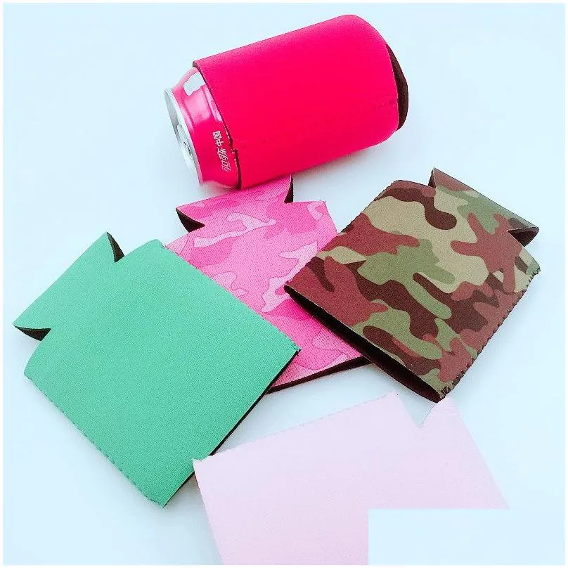 Wholesale Many colors Blank Neoprene Foldable Stubby Holders Beer Cooler Bags For Wine Food Cans Cover LX1305