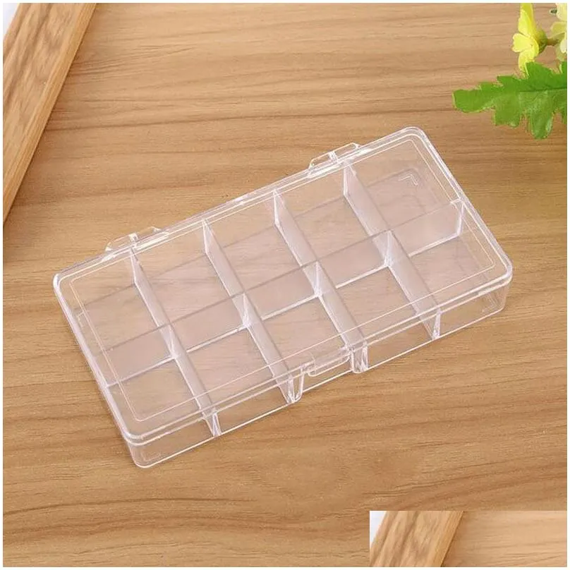 10 Grids Clear Acrylic Empty Storage Box Beads Jewelry Decoration Nail Art Display Container Case ZA5624