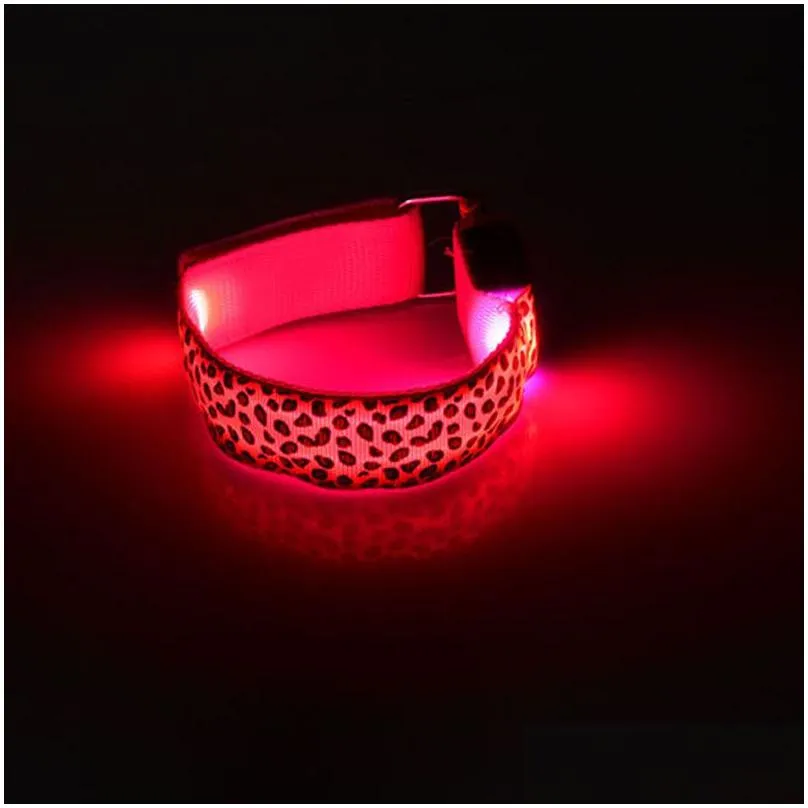 Leopard Hand Strap Wristband LED Reflective Light Shine Flash Glowing Luminous Armband Bracelets Wrist Holiday biking light LZ0496