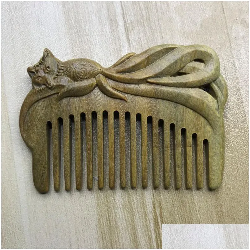 handmade carved natural sandalwood hair comb wide tooth anti-static no snag wooden combs for men women home decor