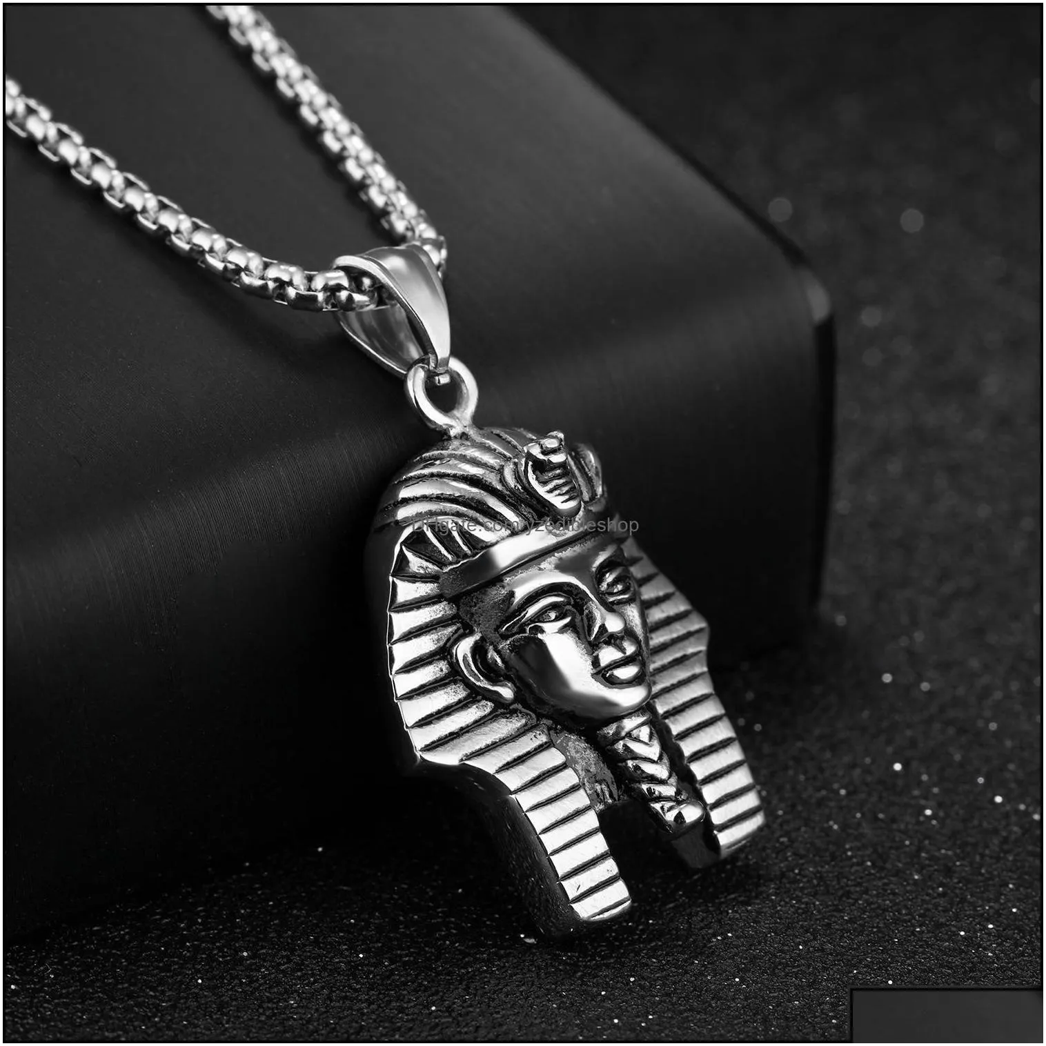 pendant necklaces men hip hop stainless steel egyptian pharaoh head chain punk jewelr yzedibleshop drop delivery jewelry pendants