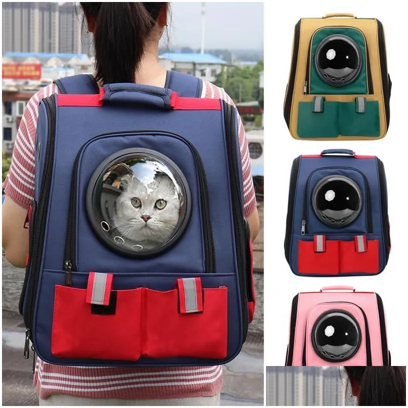 pet cat backpack breathable cat carrier outdoor pet shoulder bag for small dogs cats space capsule astronaut travel bag jllnoy