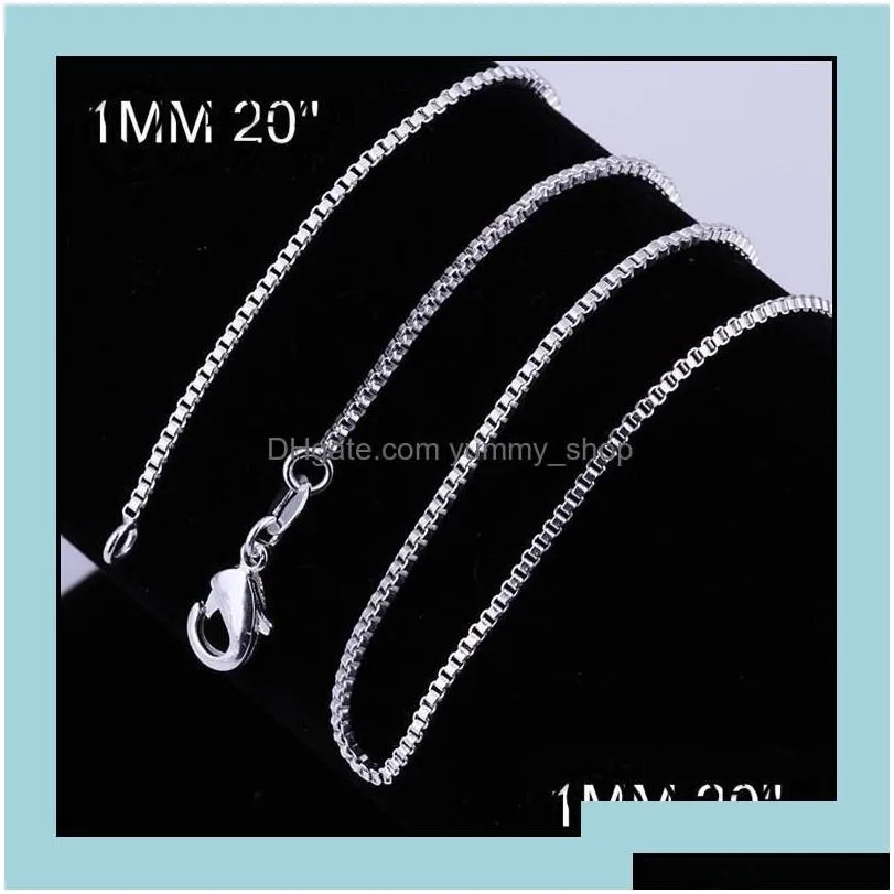 chains necklaces pendants jewelry 925 sterling sier plated necklace chain 1618202224 1mm thin box bike pendant for women and men