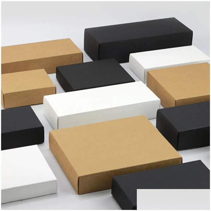 Brown/white/Black kraft paper gift Cardboard Box craft Packaging box black Paper Gift box with lid Gift carton cardboard boxes LX0560