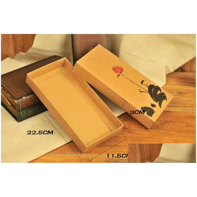 Kraft Gift Box Handmade makeup Packaging box Macaron Packaging Brown Paper Boxes 22.5cm*11.5cm*3cm LZ1001