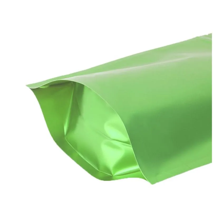 wholesale Matte Green Aluminum Foil Stand Up Bag Grip Seal Tear Notch Doypack Food Snack Coffee Bean Storage Pack Pouches LX4225