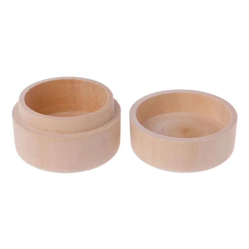 Small Round Wooden Storage Box Ring Box Vintage decorative Natural Craft Jewelry box Case Wedding Accessories LX0288