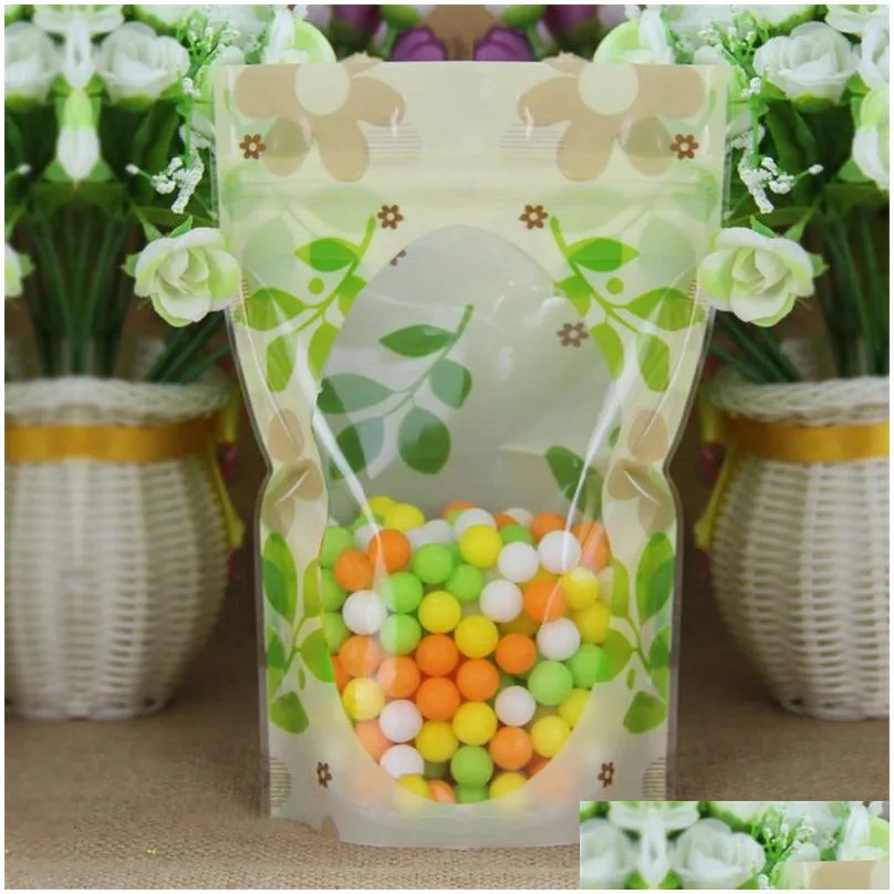 Green printing lovely plastic bag food storage bag Plastic packaging bag Zipper Snacks bags wholesale LZ0708