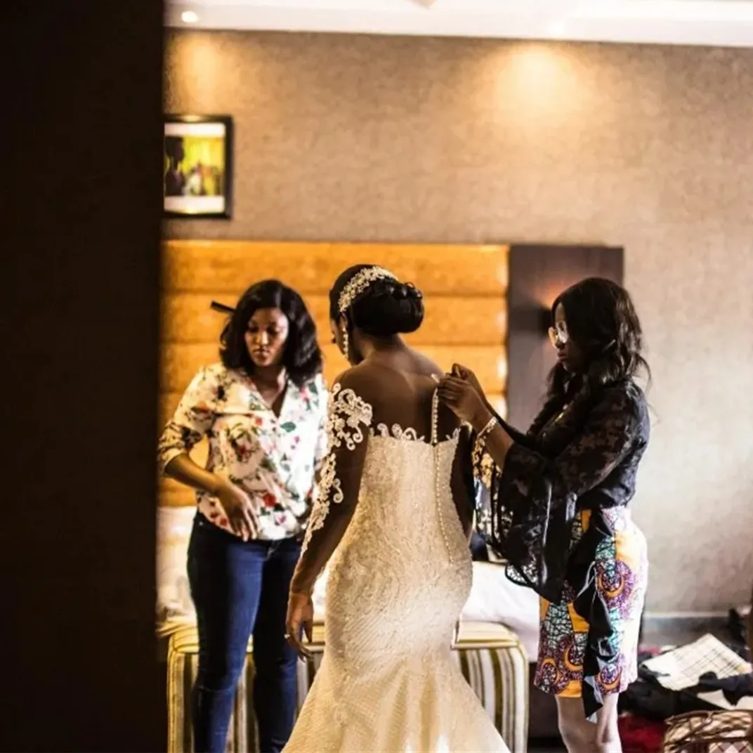 Vintage African Mermaid Wedding Dresses 2024 Vestido De Noiva Long Sleeve Lace Wedding Gowns Black Girl Women Bride Dress
