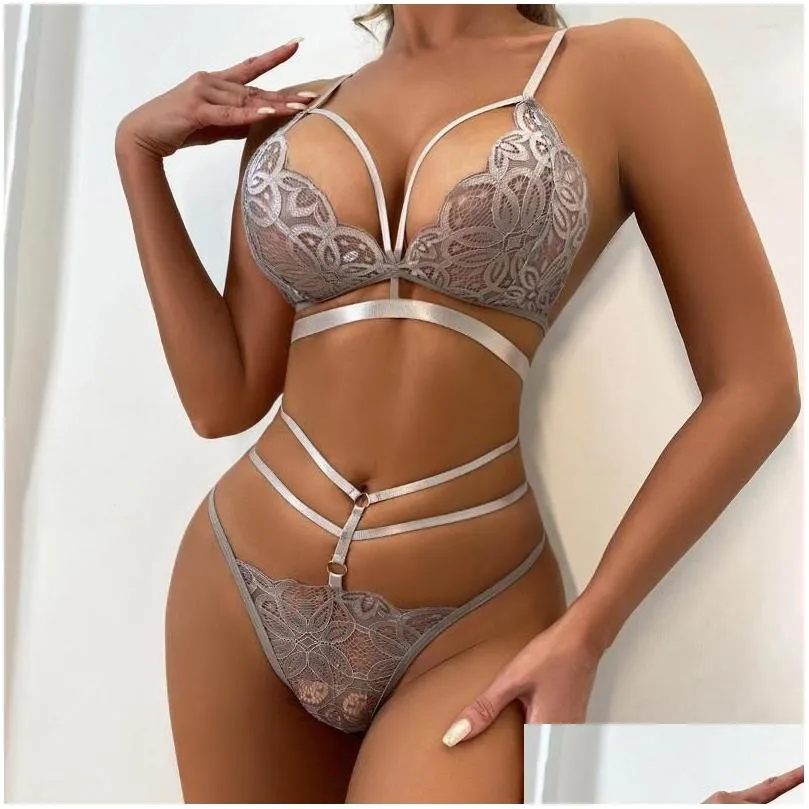 bras sets erotic lingerie brassiere set for women garters sexy underwear porn costumes transparent lace bra babydoll suit