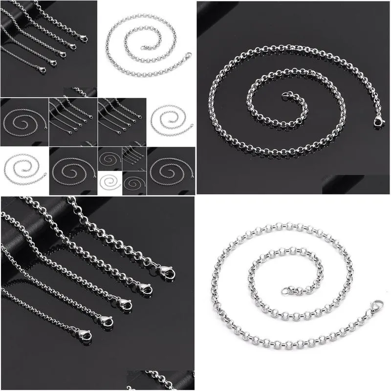 fashion jewelry 316l stainless steel necklace round rolo link chains 2mm