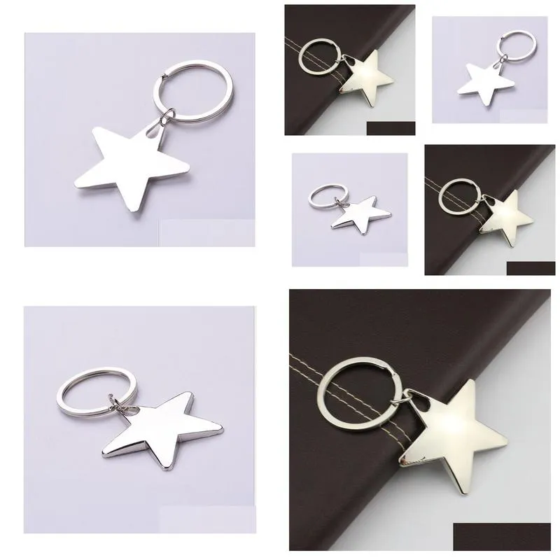 novelty star shaped keychains metal keyrings custom logo for gifts