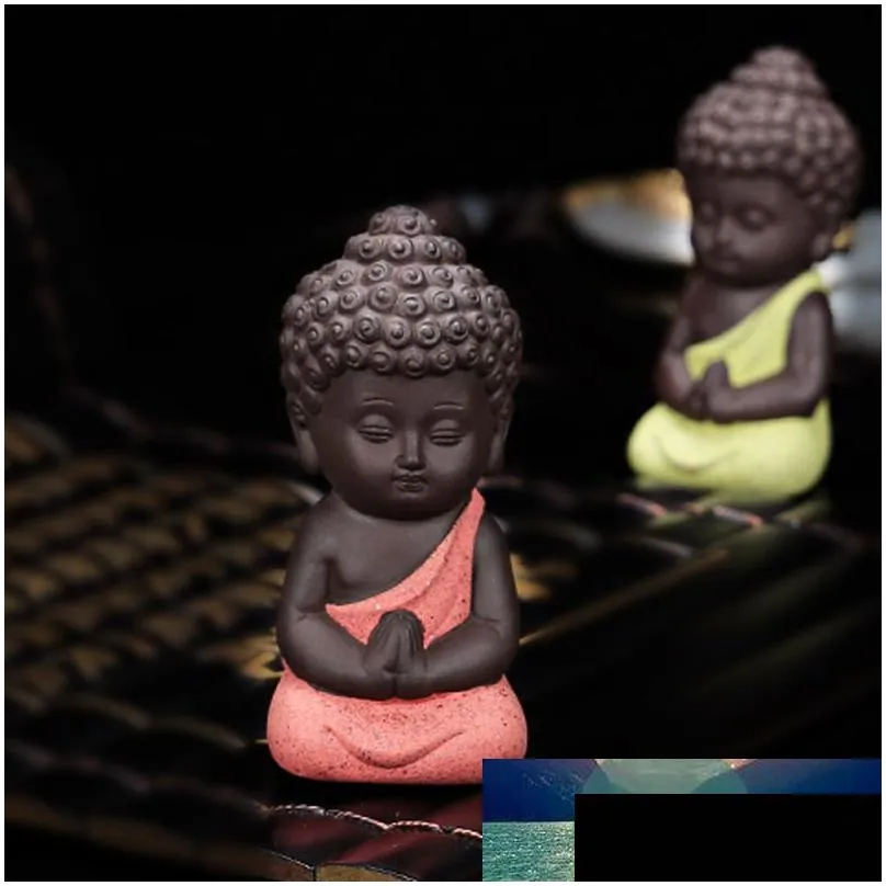 small buddha statue monk figurine india mandala tea ceramic crafts home decorative ornaments miniatures