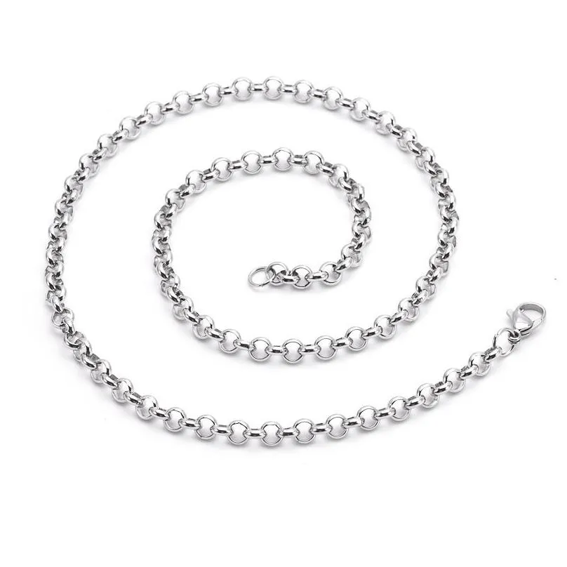 fashion jewelry 316l stainless steel necklace round rolo link chains 2mm