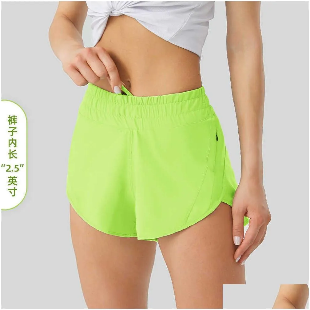 lu-16 summer track that 2.5-inch  shorts loose breathable quick drying sports womens yoga pants skirt versatile casual side pocket gym